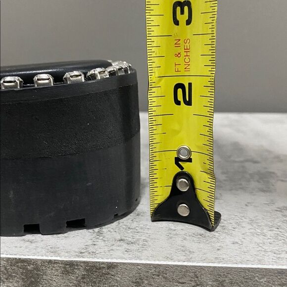 Gianni Bini Black Leather Rhinestone Buckle Sandals - Picture 10 of 14